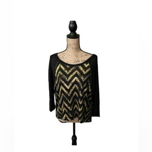 (5 for $25) Bongo Women’s Top Gold Black Size L